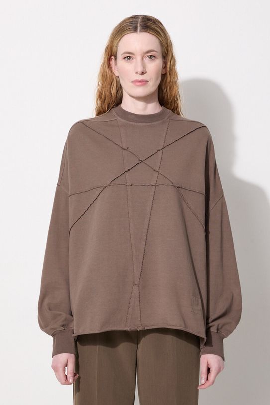 Βαμβακερή μπλούζα Rick Owens Crater T λείο γκρί DS02D2235.RIGET1