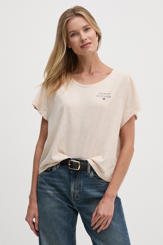 Bavlněné tričko Tommy Hilfiger UW0UW05222 béžová AW24