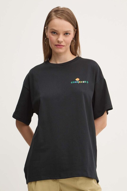 Bavlnené tričko Converse relaxed čierna 10026678.A01