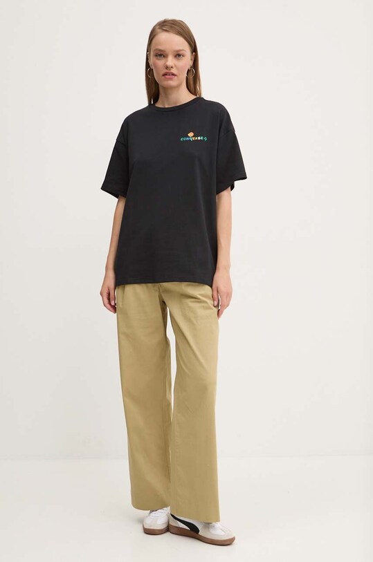 Bavlnené tričko Converse 10026678.A01 čierna AW24