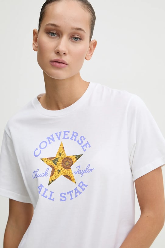 Bavlnené tričko Converse 10026756.A01 béžová