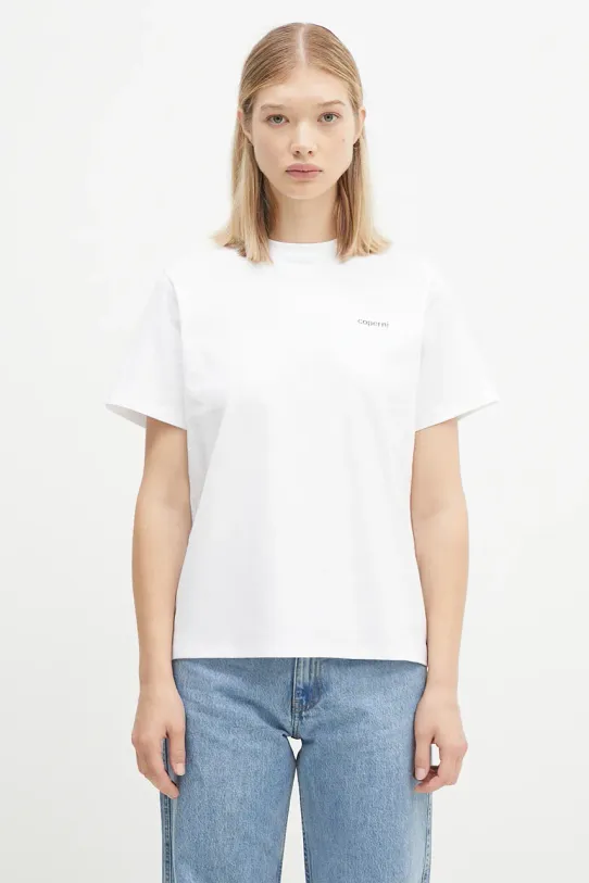 Bavlněné tričko Coperni Logo Boxy potisk bílá COPJS03504