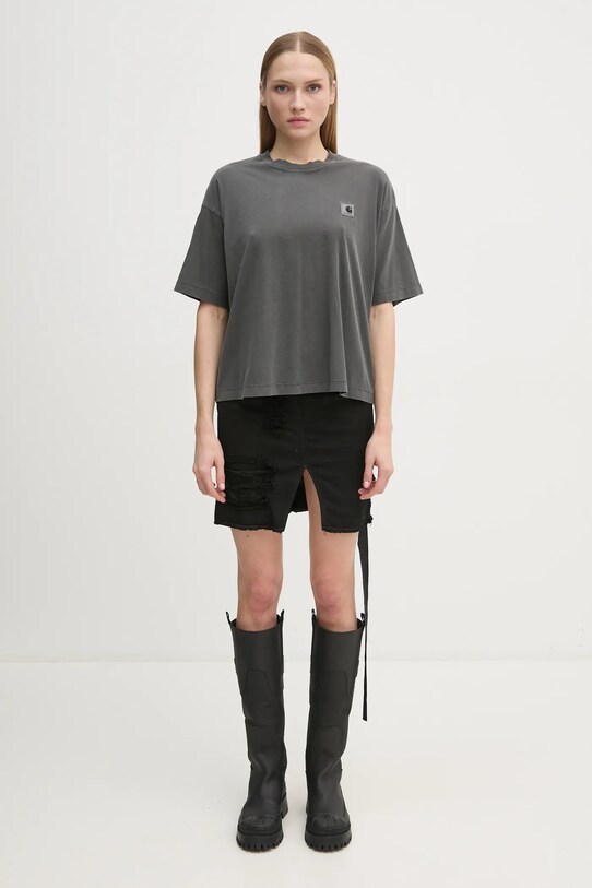 Bavlnené tričko Carhartt WIP S/S Nelson I033051.87GD sivá