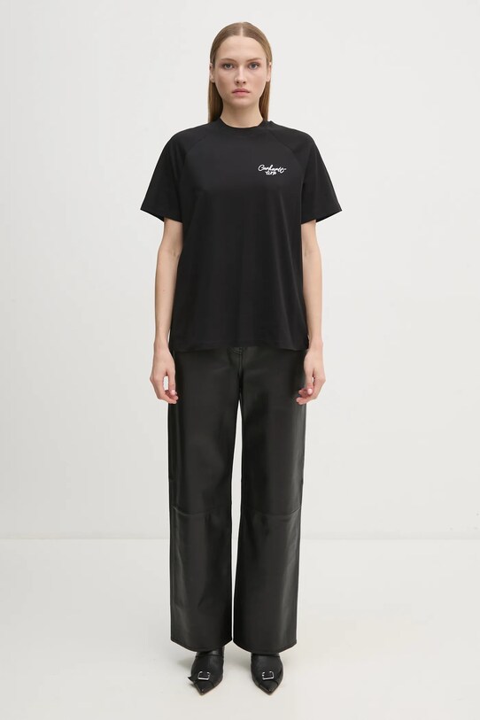 Бавовняна футболка Carhartt WIP S/S Signature I034000.0D2XX чорний