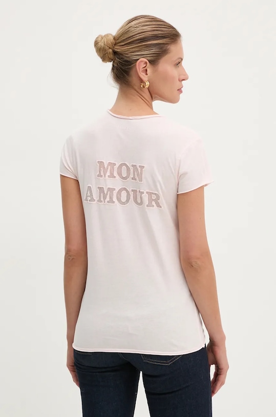 Bavlněné tričko ZADIG&VOLTAIRE nášivka růžová JWTS01671