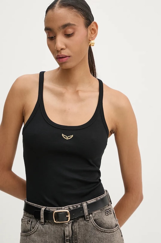 Хлопковый топ ZADIG&VOLTAIRE хлопок чёрный JWTT00243