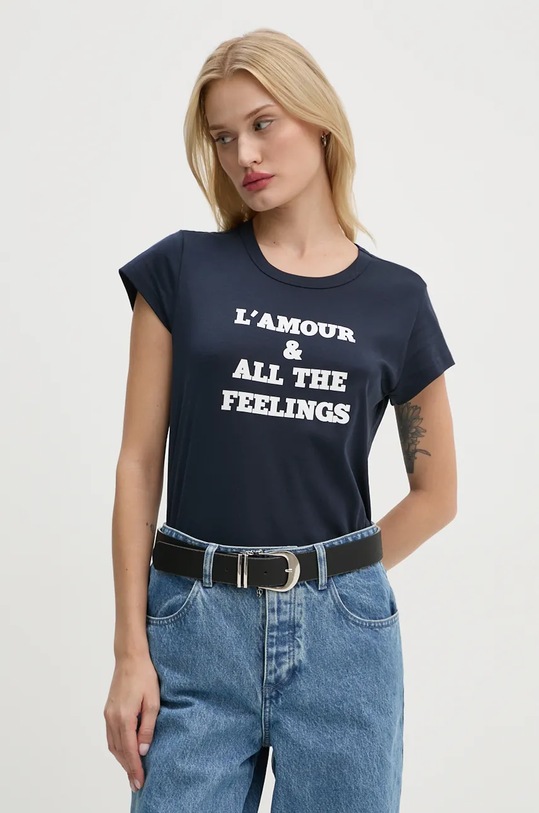 ZADIG&VOLTAIRE t-shirt bawełniany nadruk granatowy JWTS01683