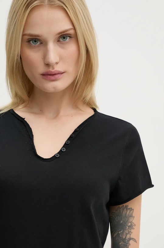 Βαμβακερό μπλουζάκι ZADIG&VOLTAIRE κανονικό μαύρο JWTN00446