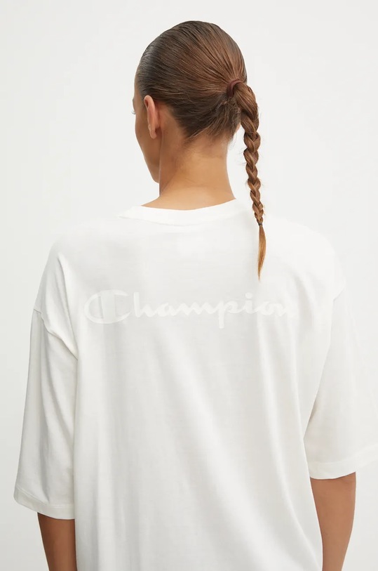 Champion t-shirt bawełniany aplikacja beżowy 117537