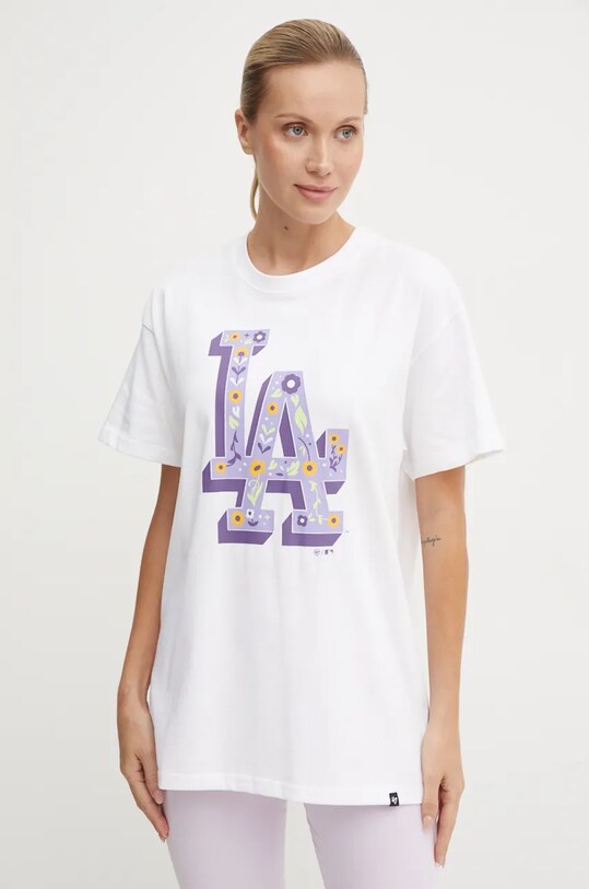 Хлопковая футболка 47 brand MLB Los Angeles Dodgers хлопок белый BB012TMYIHQ620791WW