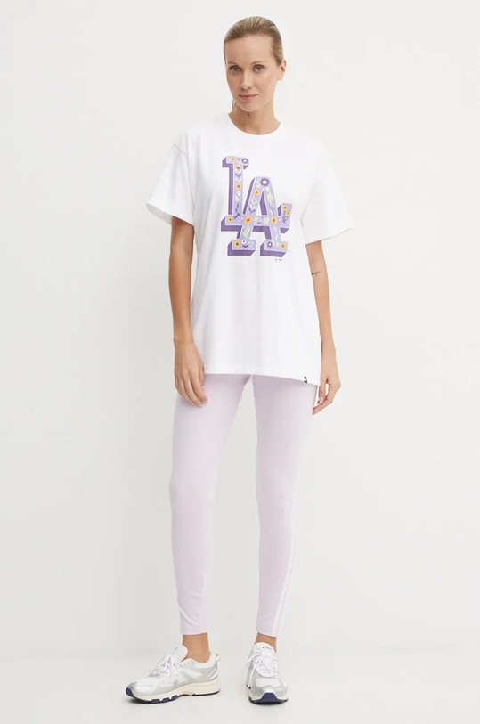 Βαμβακερό μπλουζάκι 47 brand MLB Los Angeles Dodgers BB012TMYIHQ620791WW λευκό AW24