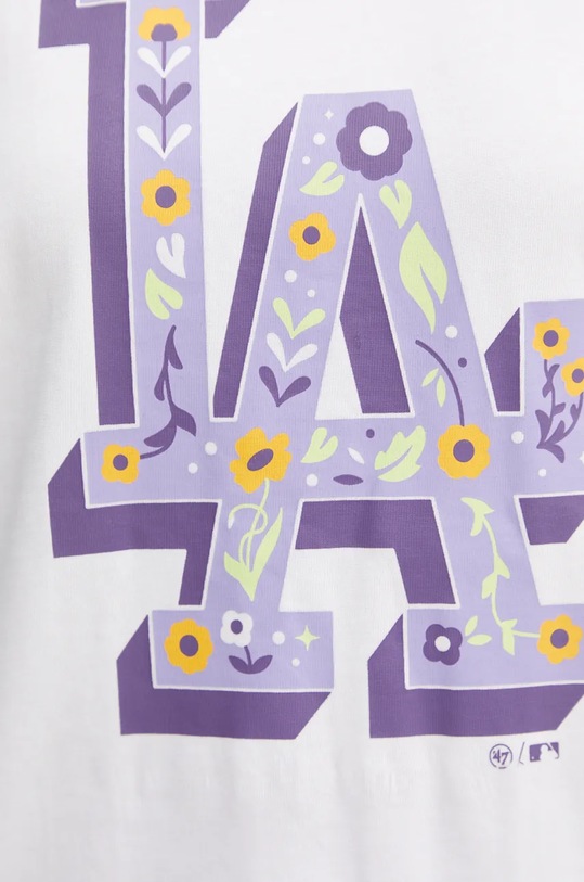 Βαμβακερό μπλουζάκι 47 brand MLB Los Angeles Dodgers BB012TMYIHQ620791WW λευκό