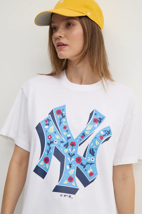 Бавовняна футболка 47 brand MLB New York Yankees білий BB017TMYIHQ628083WW