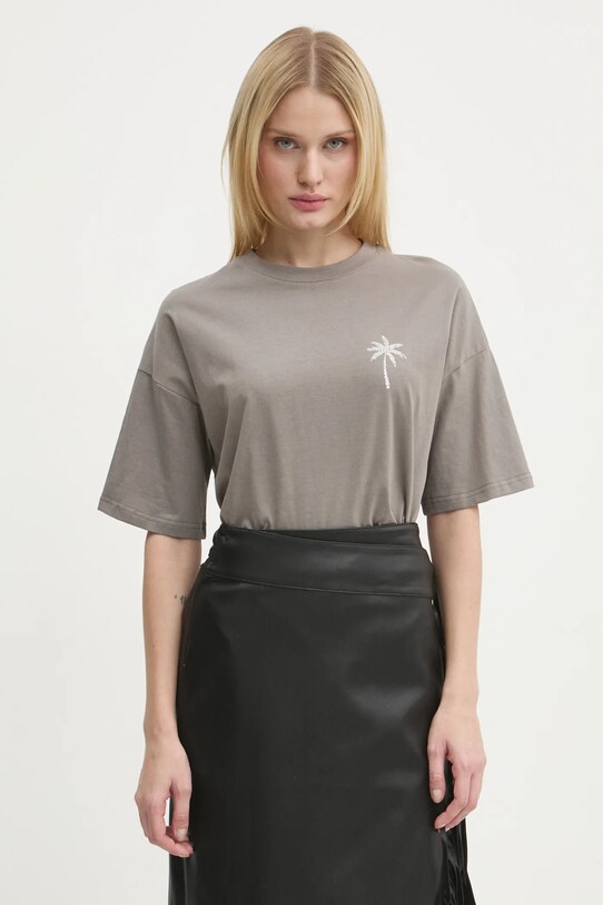 Хлопковая футболка Never Fully Dressed Washed Grey Mystcial Tee хлопок серый NFDTO1545