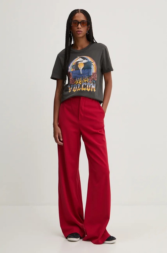 Bombažna kratka majica Volcom B3532400 siva AW24