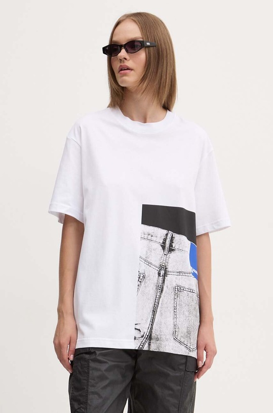 Karl Lagerfeld Jeans tricou din bumbac 246J1706 alb AW24