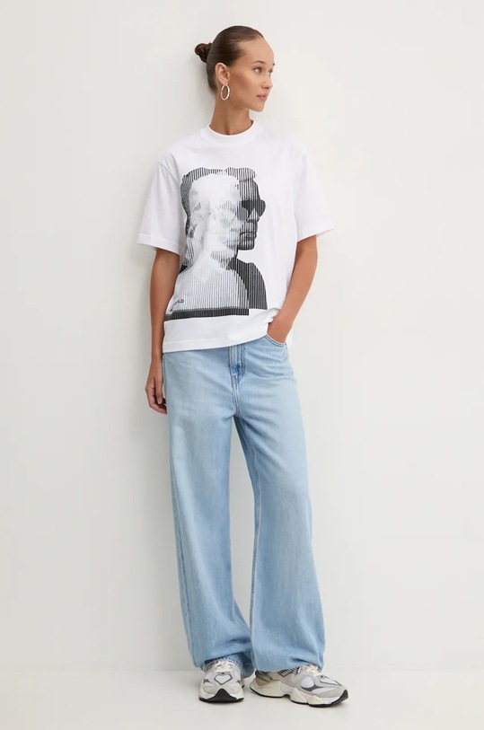 Бавовняна футболка Karl Lagerfeld Jeans 246J1707 білий AW24