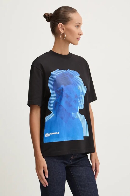 Karl Lagerfeld Jeans t-shirt bawełniany nadruk czarny 246J1707