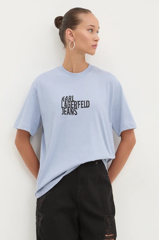 Karl Lagerfeld Jeans t-shirt bawełniany niebieski 246J1712