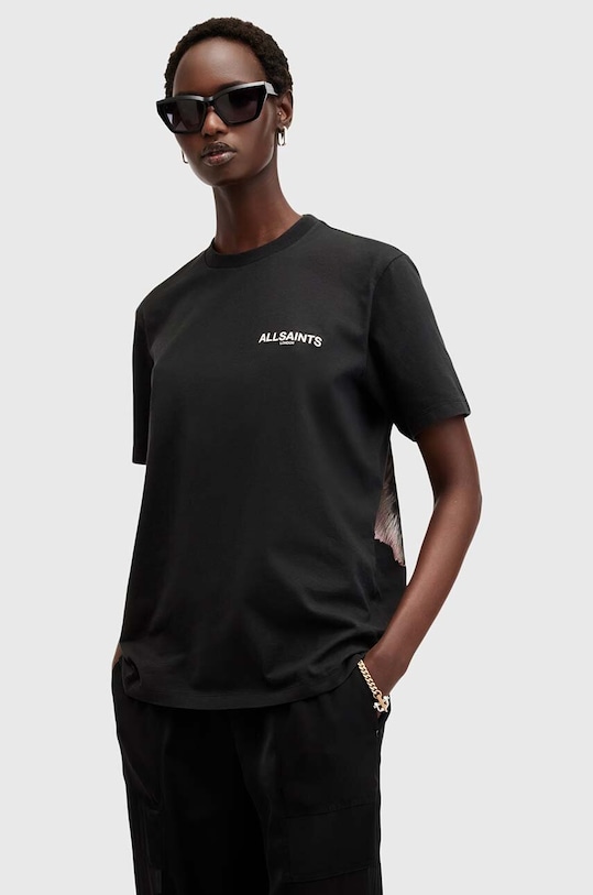 Bavlněné tričko AllSaints FLEURIR W096JB černá AW24