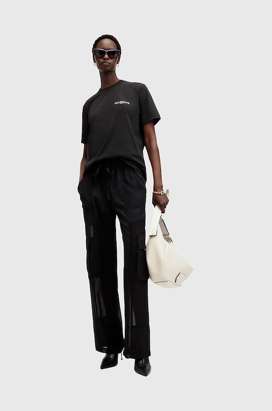 Bavlněné tričko AllSaints FLEURIR W096JB černá