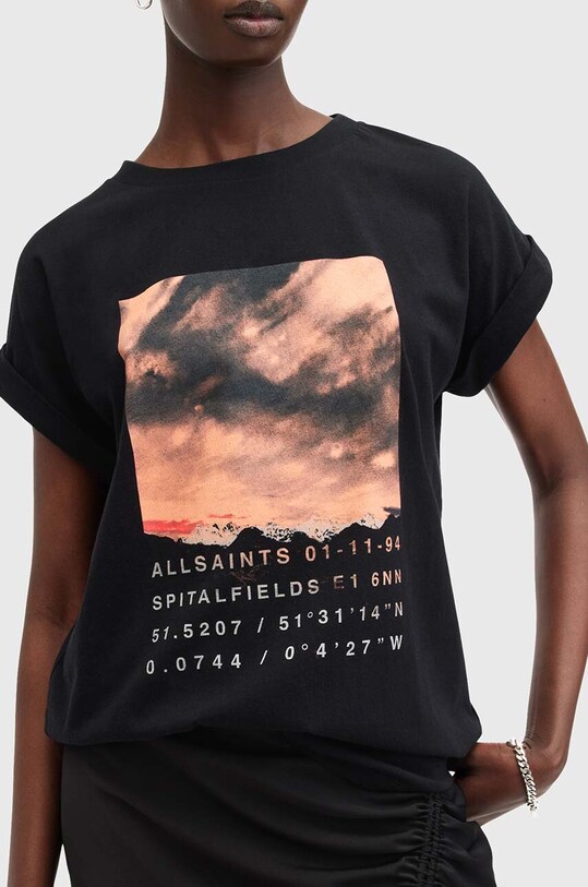 AllSaints t-shirt bawełniany LIBERTE IMO BOY TEE W103JB czarny AW24