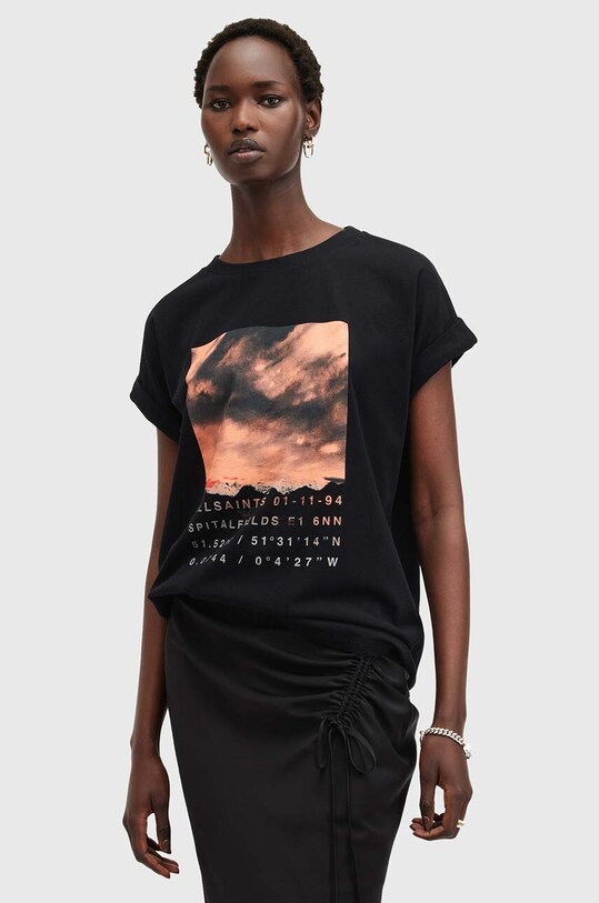 AllSaints t-shirt bawełniany LIBERTE IMO BOY TEE W103JB czarny
