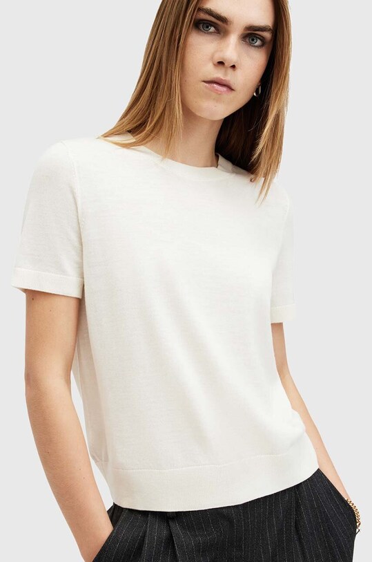 Шерстяная футболка AllSaints BERN W108KB белый AW24