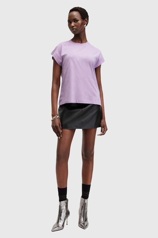 Bavlněné tričko AllSaints RUE TEE fialová W185JB