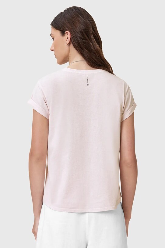 Βαμβακερό μπλουζάκι AllSaints ANNA W191JB ροζ