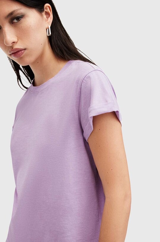 Хлопковая футболка AllSaints ANNA W191JB фиолетовой SS25