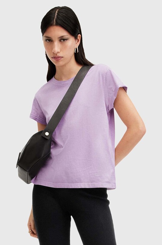Хлопковая футболка AllSaints ANNA W191JB фиолетовой