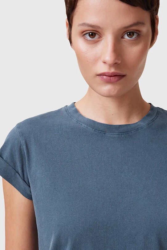 Bavlnené tričko AllSaints ANNA W191JB modrá SS25