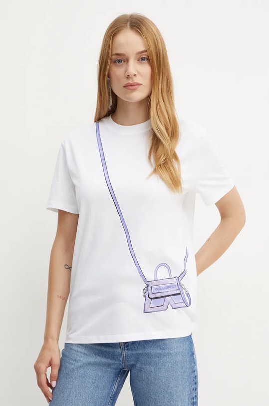 Bavlněné tričko Karl Lagerfeld nášivka bílá 236W1731