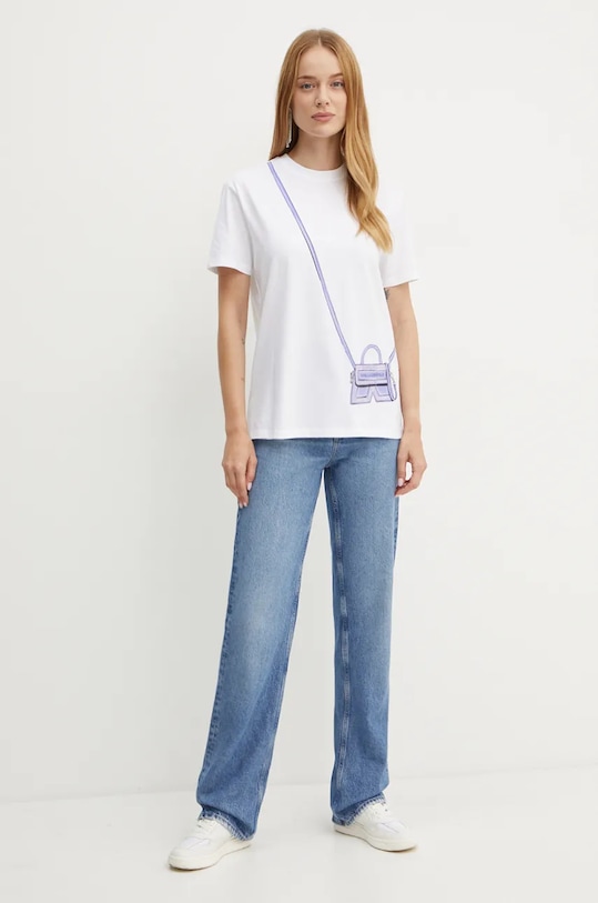 Bavlněné tričko Karl Lagerfeld 236W1731 bílá AW24