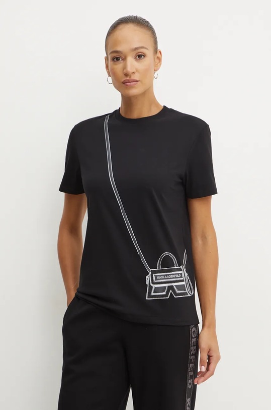 Bavlněné tričko Karl Lagerfeld černá 236W1731