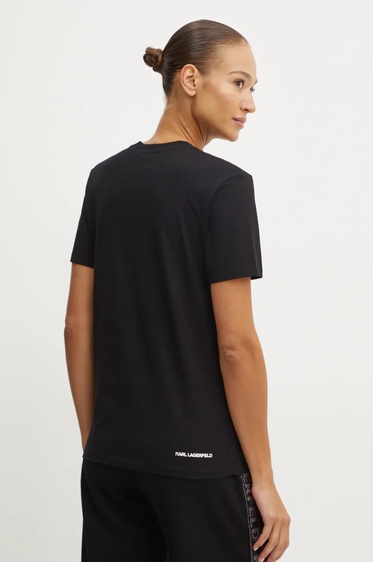 Bavlněné tričko Karl Lagerfeld nášivka černá 236W1731