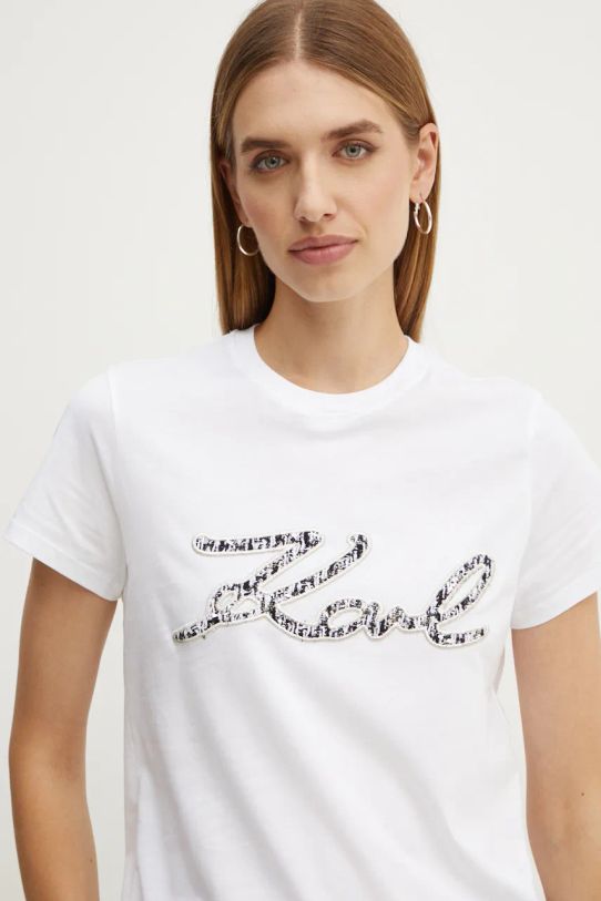 Karl Lagerfeld t-shirt bawełniany regular biały 246W1715