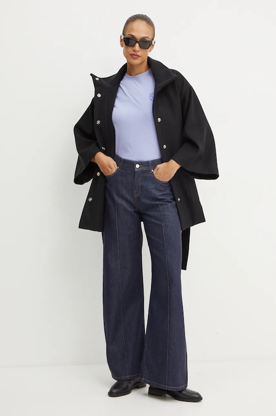 Karl Lagerfeld t-shirt bawełniany 246W1718 fioletowy AW24