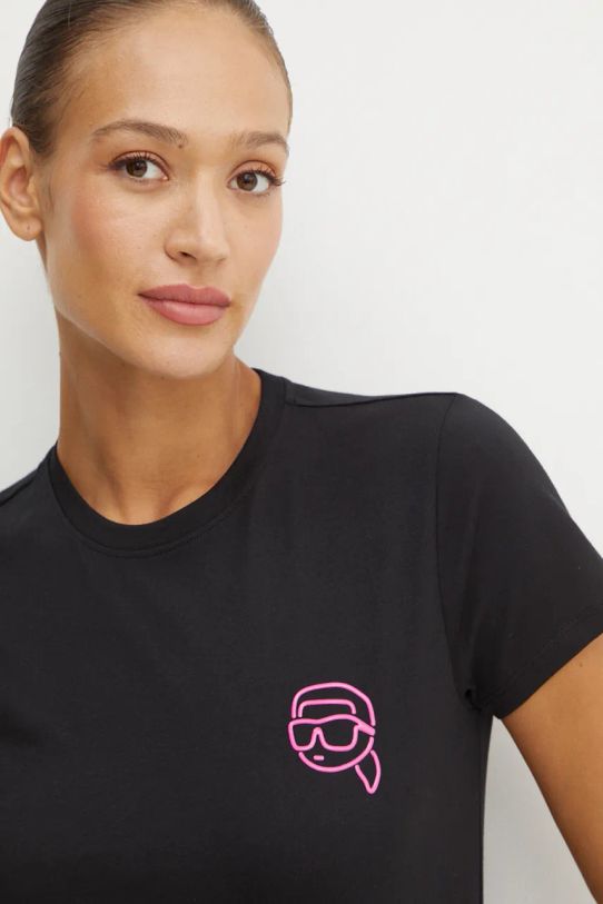 Karl Lagerfeld t-shirt bawełniany czarny 246W1718