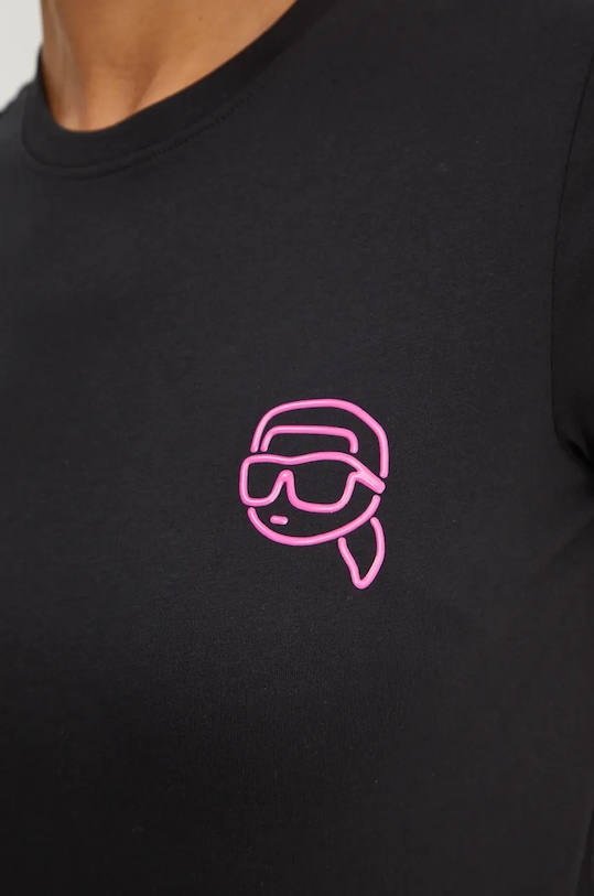 Karl Lagerfeld pamut póló 246W1718 fekete