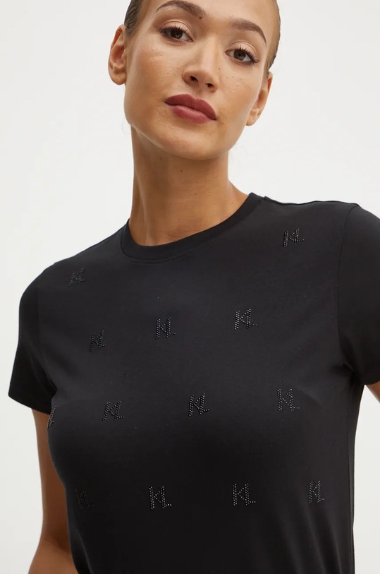 Karl Lagerfeld t-shirt bawełniany czarny 246W1719