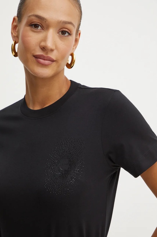 Bavlněné tričko Karl Lagerfeld černá 246W1720