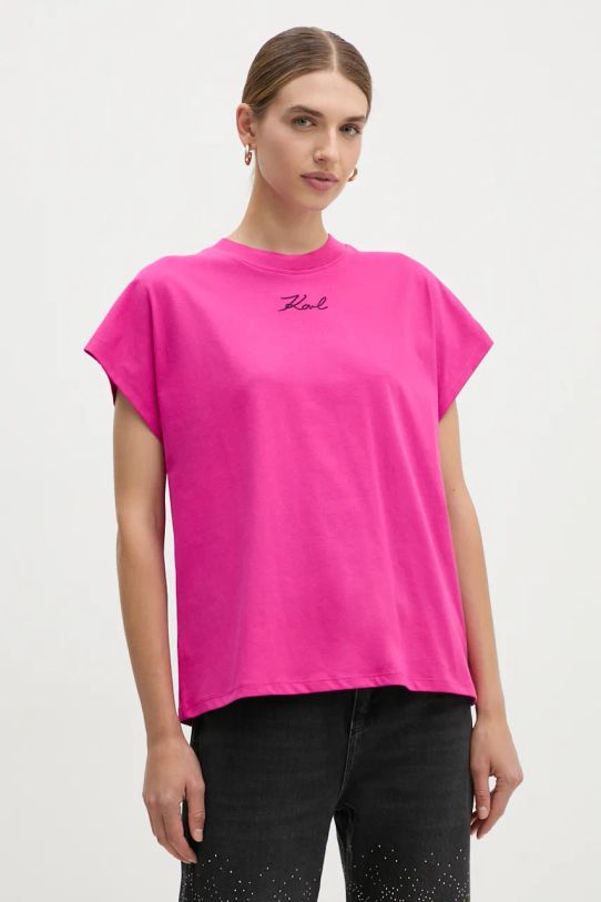 Karl Lagerfeld t-shirt różowy 246W1721