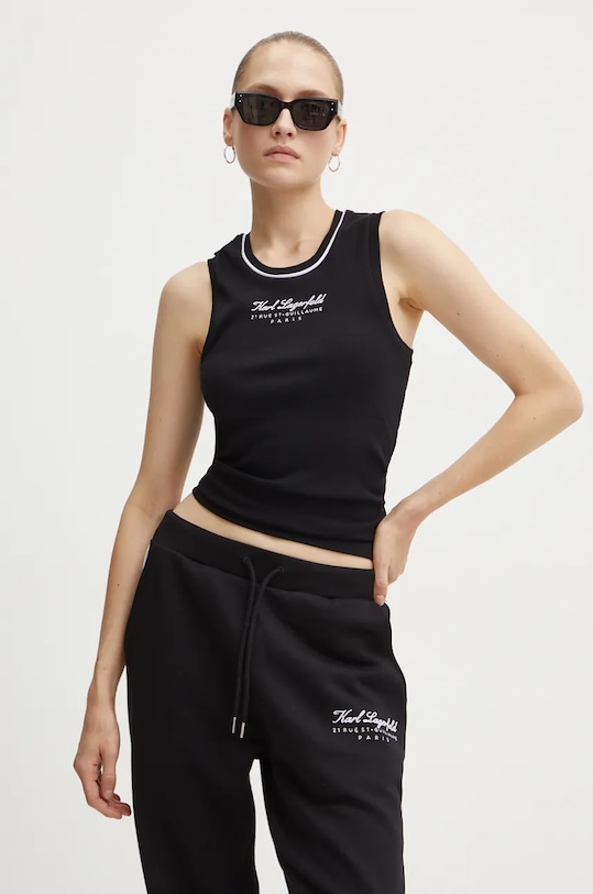 Top Karl Lagerfeld nášivka černá 246W2110