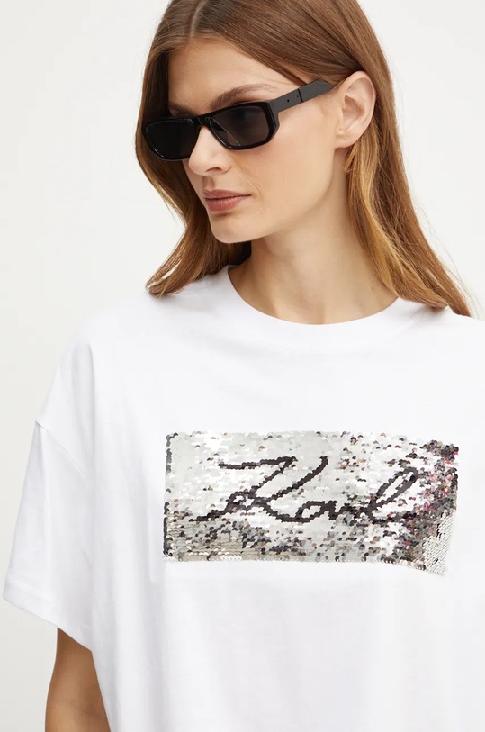 Bavlněné tričko Karl Lagerfeld bílá 246W1708