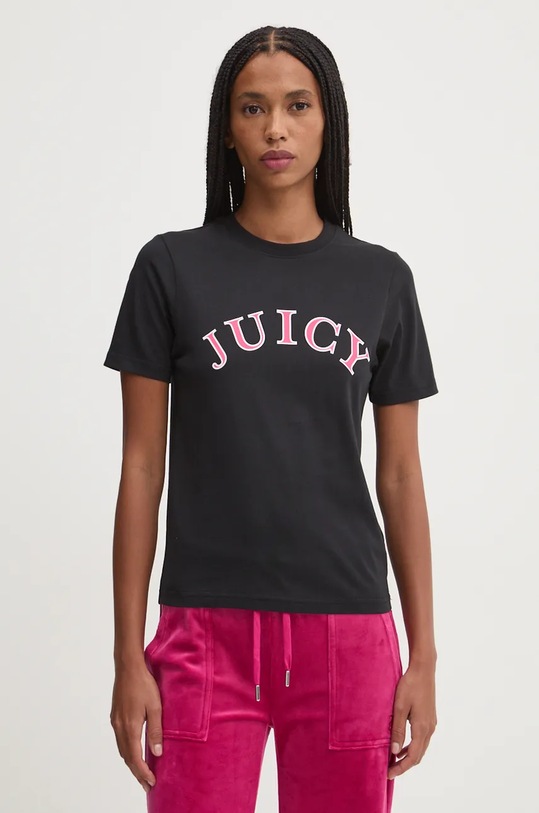 Хлопковая футболка Juicy Couture GIRLFRIEND TEE хлопок чёрный JCSCT224414.101