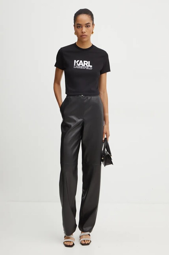 Pamučna majica Karl Lagerfeld 24WW1703 crna AW24