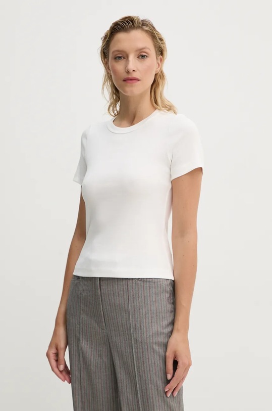A.L.C. tricou din bumbac uni alb 8KTOP00756