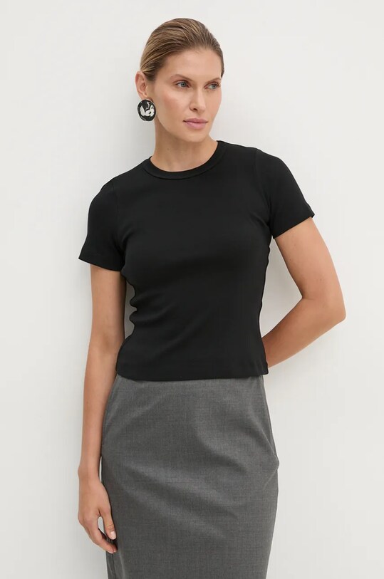 Бавовняна футболка A.L.C. бавовна чорний 8KTOP00756